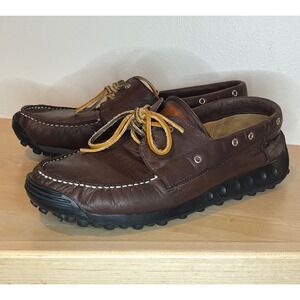 Ludwig Reiter Brown Leather Driving Moccasin Boat Shoes Lace Comfort Sole EU 42